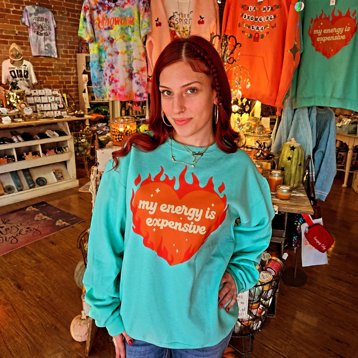 My Energy Is Expensive Turquoise Crewneck