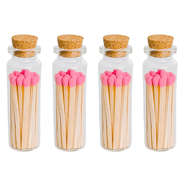 Bubblegum Pink Matches in Small Corked Vial