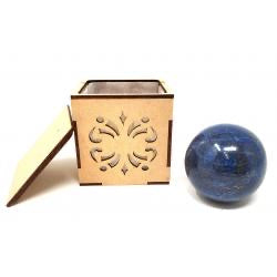 Lapis Lazuli Gemstone Sphere with Wooden Box