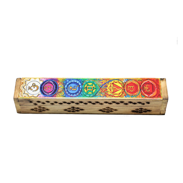 7 Chakras Sketched Wooden Coffin Box