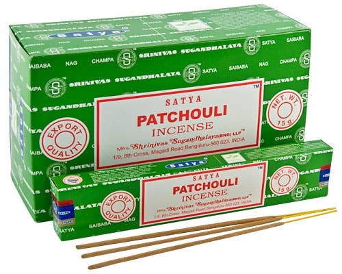 60s Patchouli Satya Incense Sticks 1 Dozen 15 Gram Packs