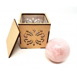 Rose Quartz Gemstone Sphere with wooden Box