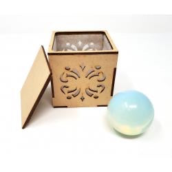 Opalite Gemstone Sphere with Wooden Box