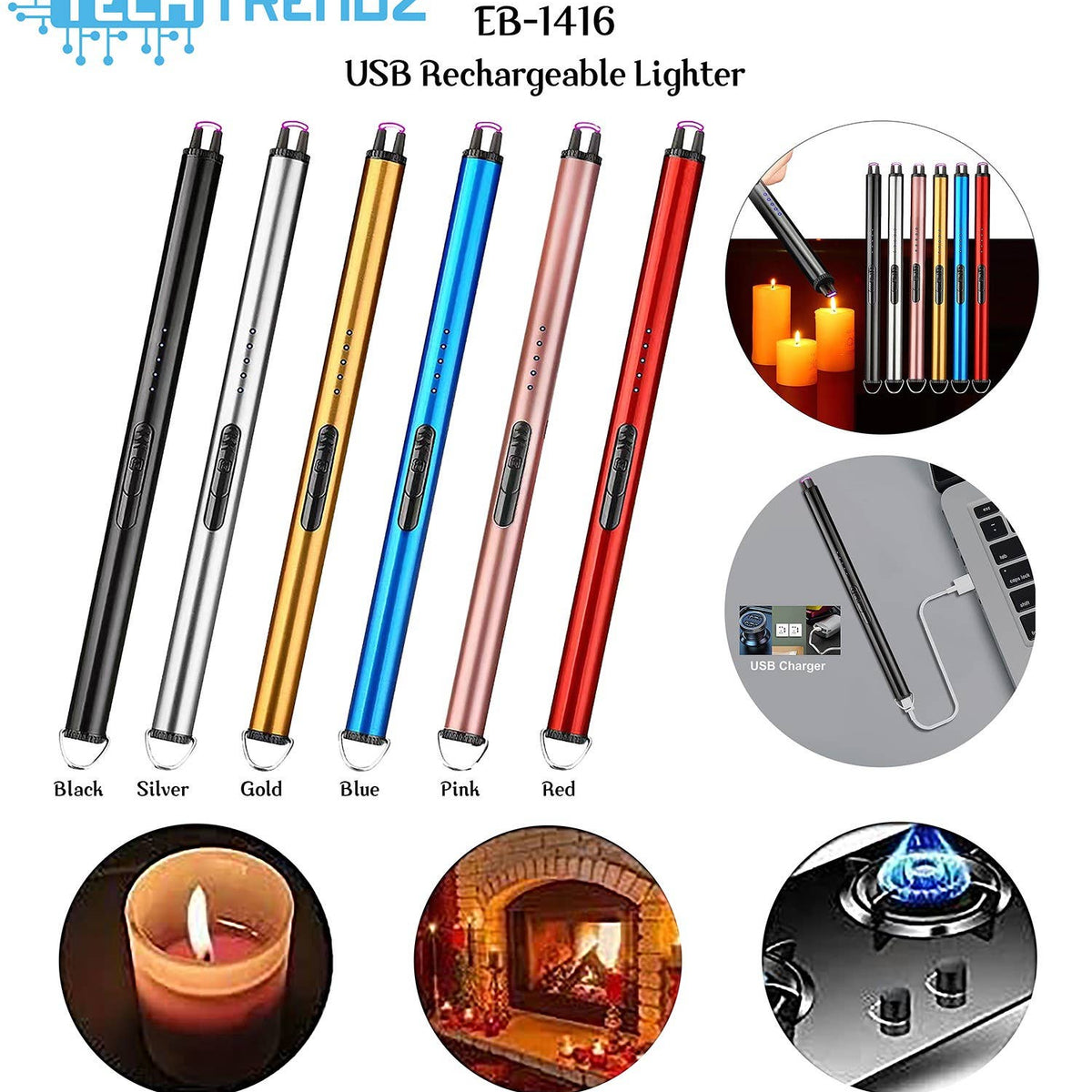 USB Rechargeable Lighter: Silver