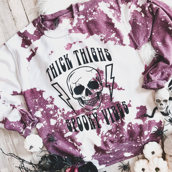 Thick Thighs Spooky Vibes (Bleach Sweatshirt)