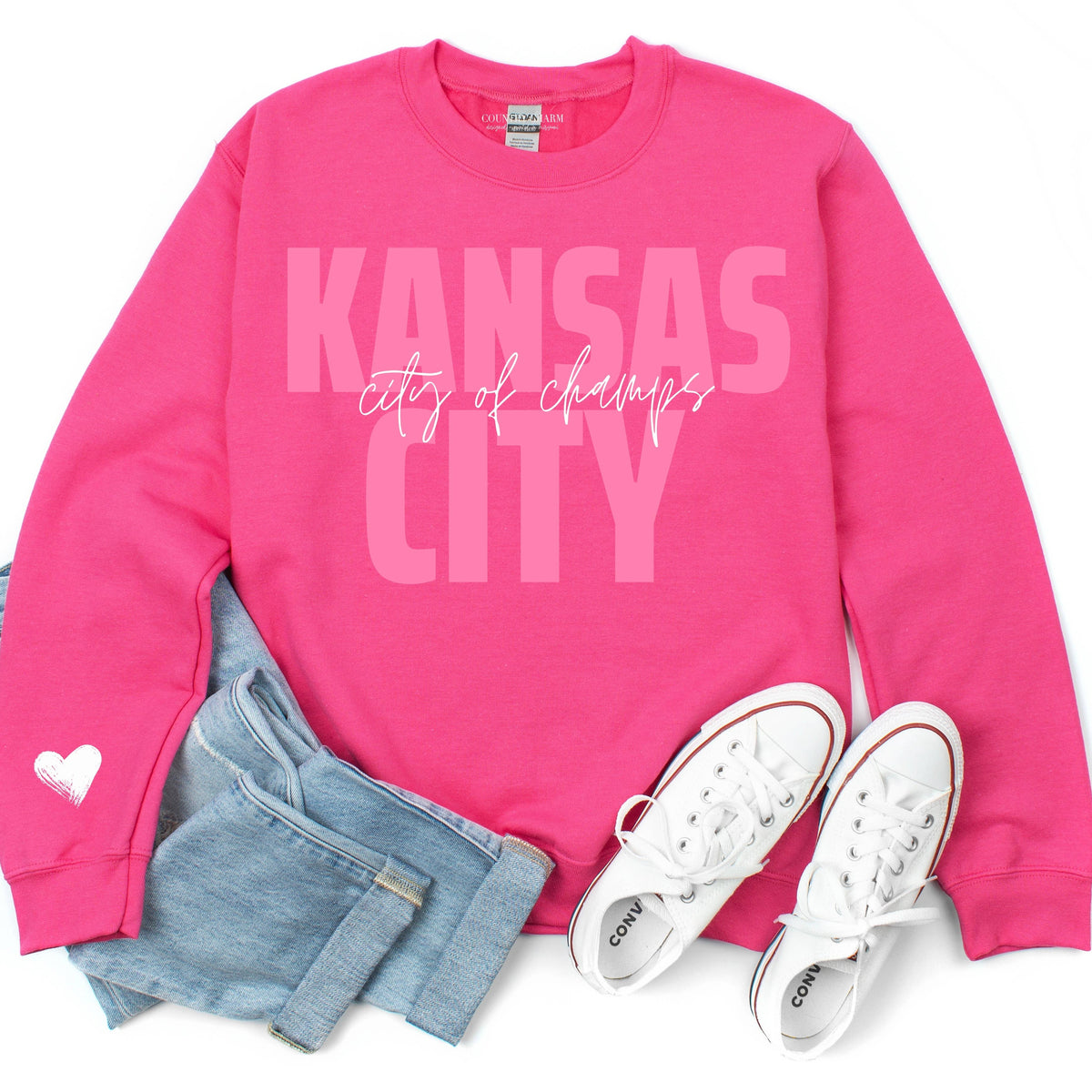 Kansas City | City of Champs + heart sleeve: Large