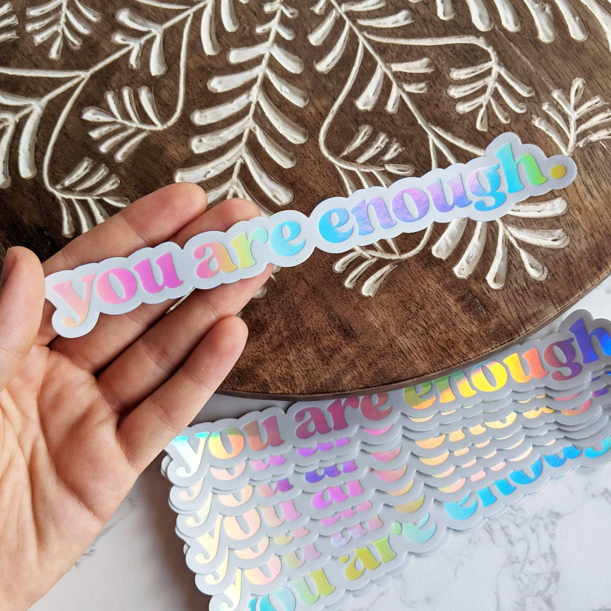 You are Enough Sticker for Mirror or Laptop Waterproof Vinyl You are Enough Holographic Sticker, Self-Love Affirmation Sticker