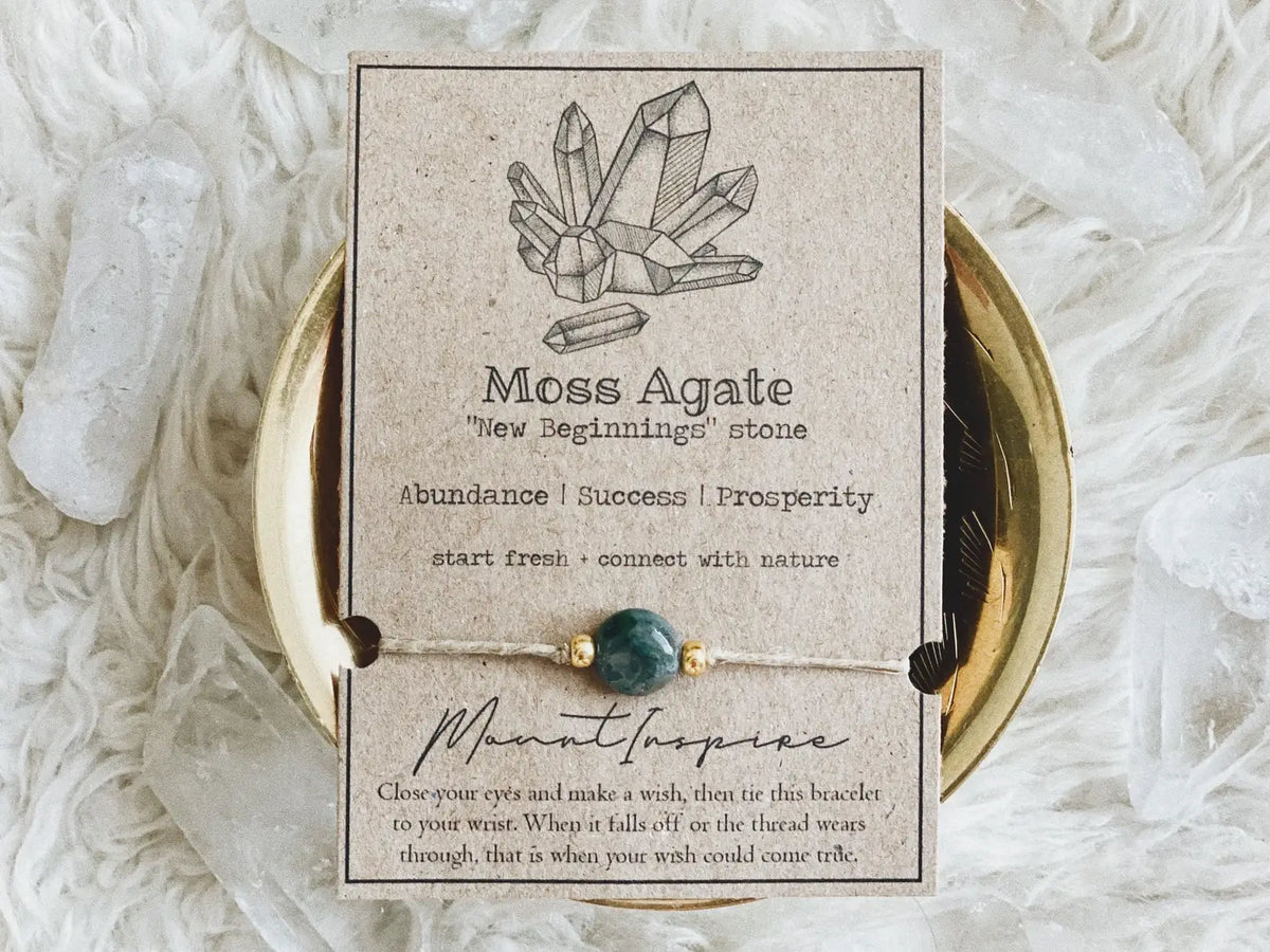 Moss Agate Crystal Wish Bracelet