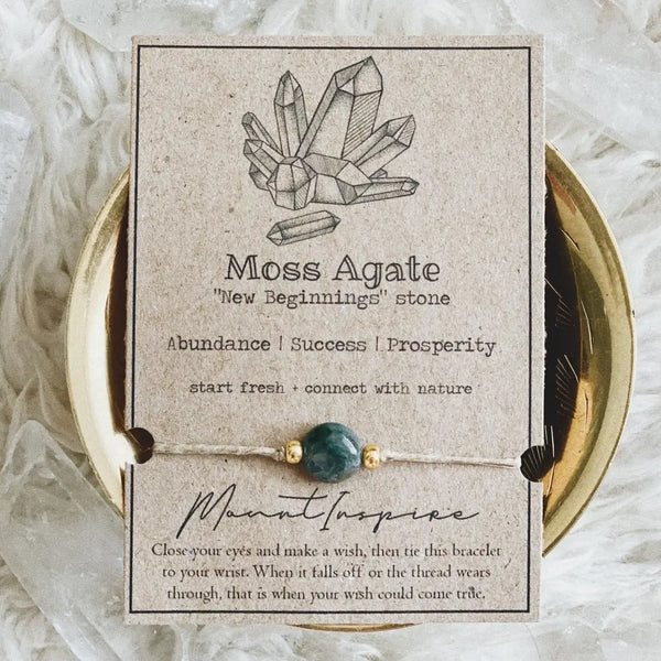 Moss Agate Crystal Wish Bracelet
