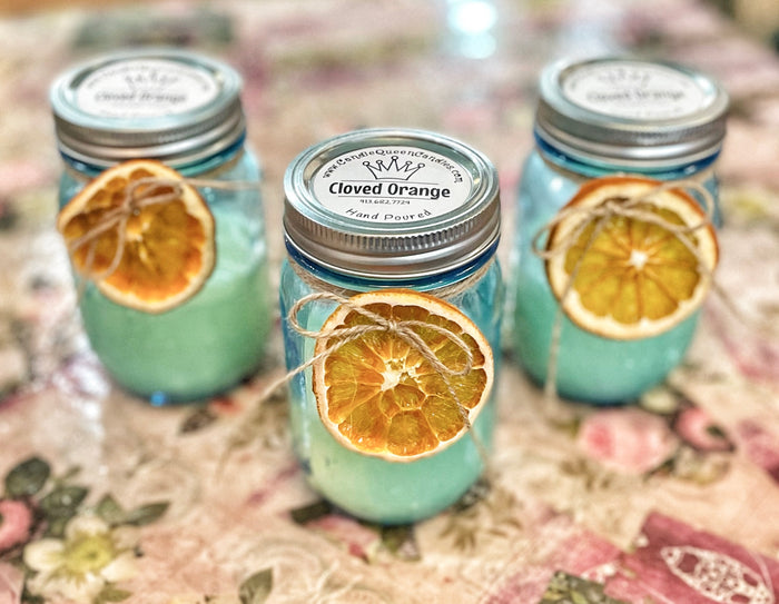 Oranged Clove candle in turquoise jar