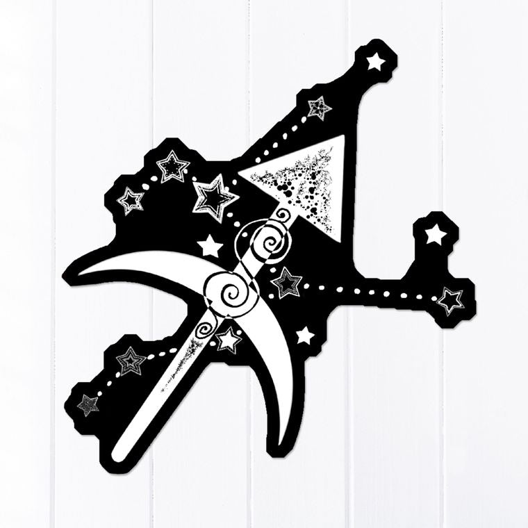 Sagittarius Symbol and Constellation Vinyl Sticker, Black Background, Zodiac Sticker