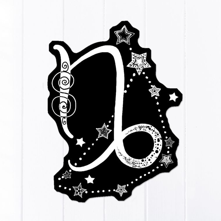 Capricorn Symbol with Constellation and Earth Element Vinyl Stickers, 2 stickers